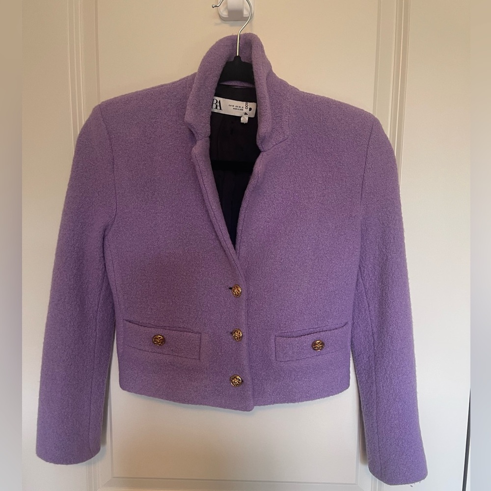 Zara Lavender Blazer with Gold Buttons